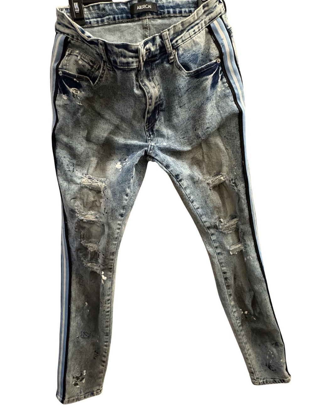 Distressed Men's Stripe Jeans